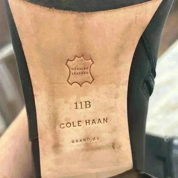 Cole Haan Women's Grand High Heel Boots leather Black Size 11B zip up inside - Picture 6 of 11